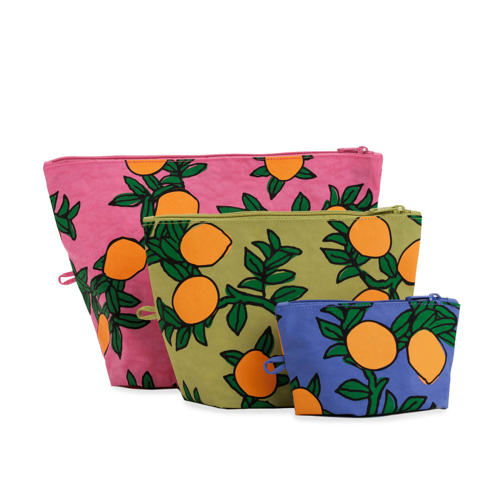 Baggu - Go Pouch Set - Toiletry Bag Set - Orange Trees