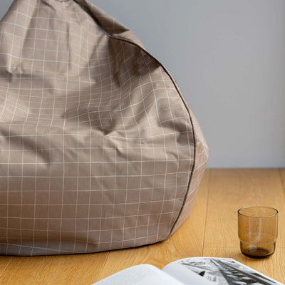 Bean Bag Cover - Taupe Grid