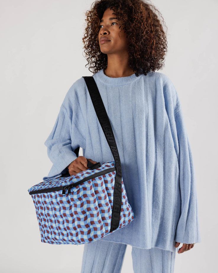 Puffy Cooler Bags - Wavy Gingham Blue