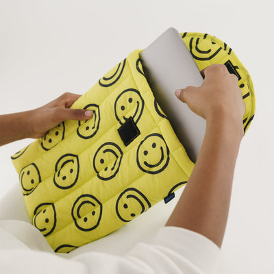 Puffy Laptop Sleeve - Yellow Happy