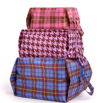 3D Zip Pouch Set - Check Mix