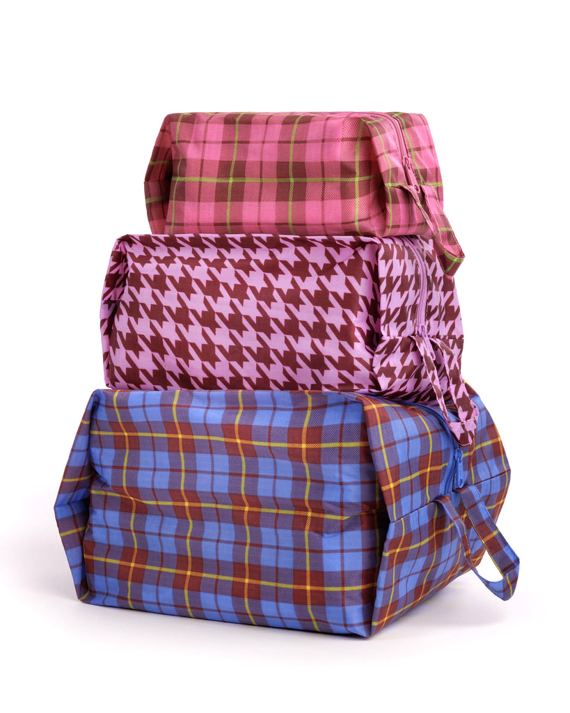 3D Zip Pouch Set - Check Mix