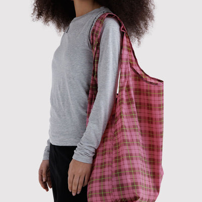 Big Shopping Carry Bag - Azalea Pink Tartan