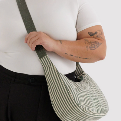 Crescent Bags - Sage Stripe