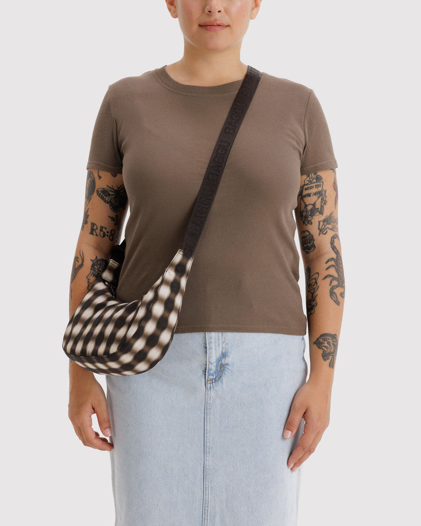 Crescent Bags - Blurred Brown Gingham