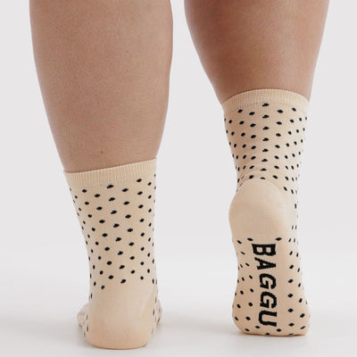 Crew Socks - Micro Black Polka Dot