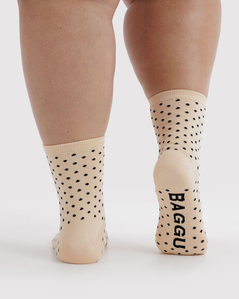 Crew Socks - Micro Black Polka Dot