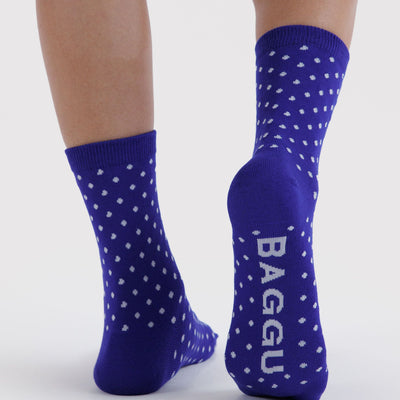 Crew Socks - Micro Blue Polka Dot