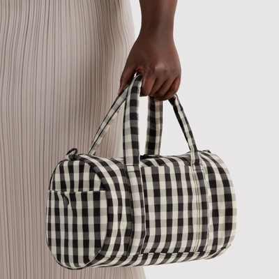 Duffle Bag - Black & Cream Gingham