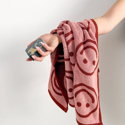 Happy Hand Towels - Blush & Sky