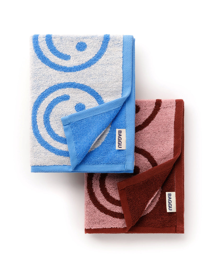 Happy Hand Towels - Blush & Sky