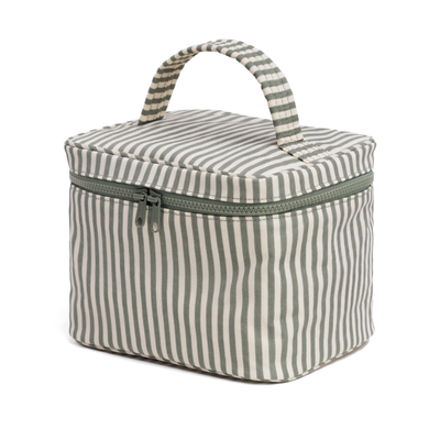 Large Cosmetic Case - Sage Stripe
