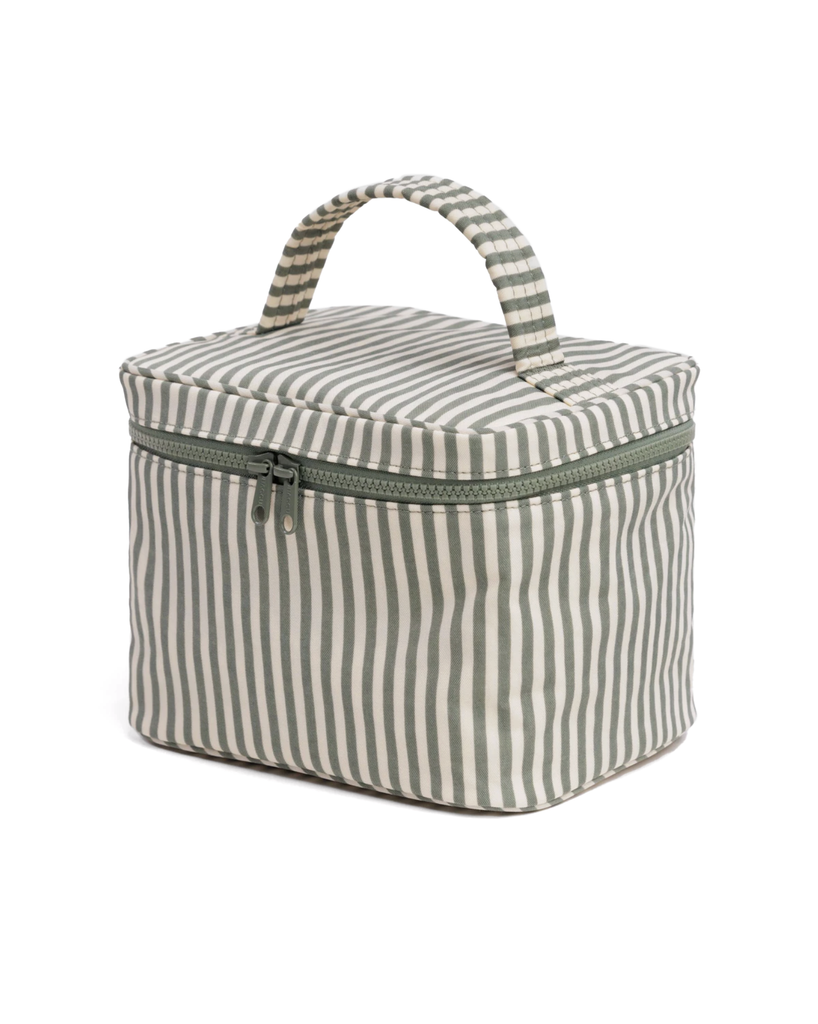 Large Cosmetic Case - Sage Stripe