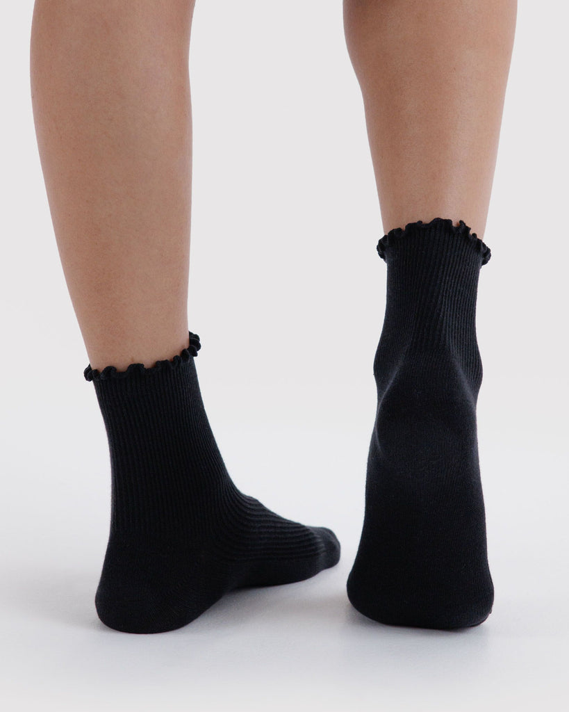 Lettuce Edge Sock Set - Black