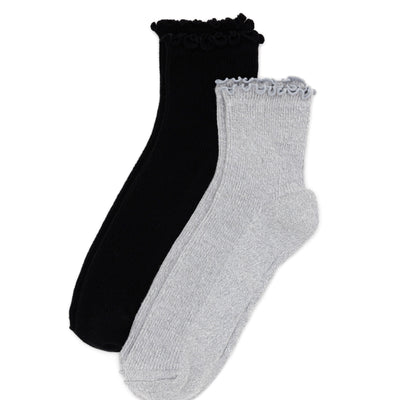 Lettuce Edge Sock Set - Black & Grey