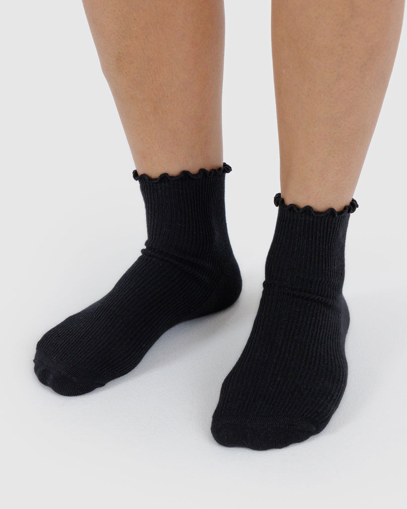 Lettuce Edge Sock Set - Black & Grey