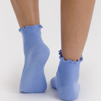 Lettuce Edge Sock Set - Light Blue & Red