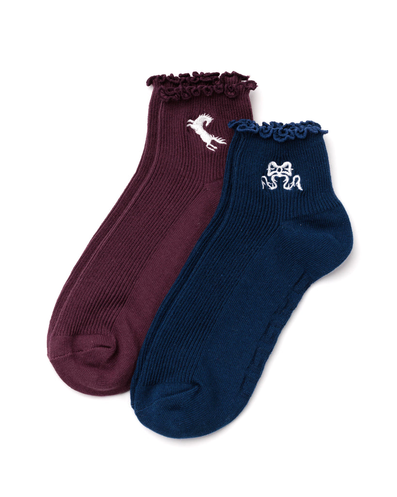 Lettuce Edge Sock Set - Mahogany & Navy