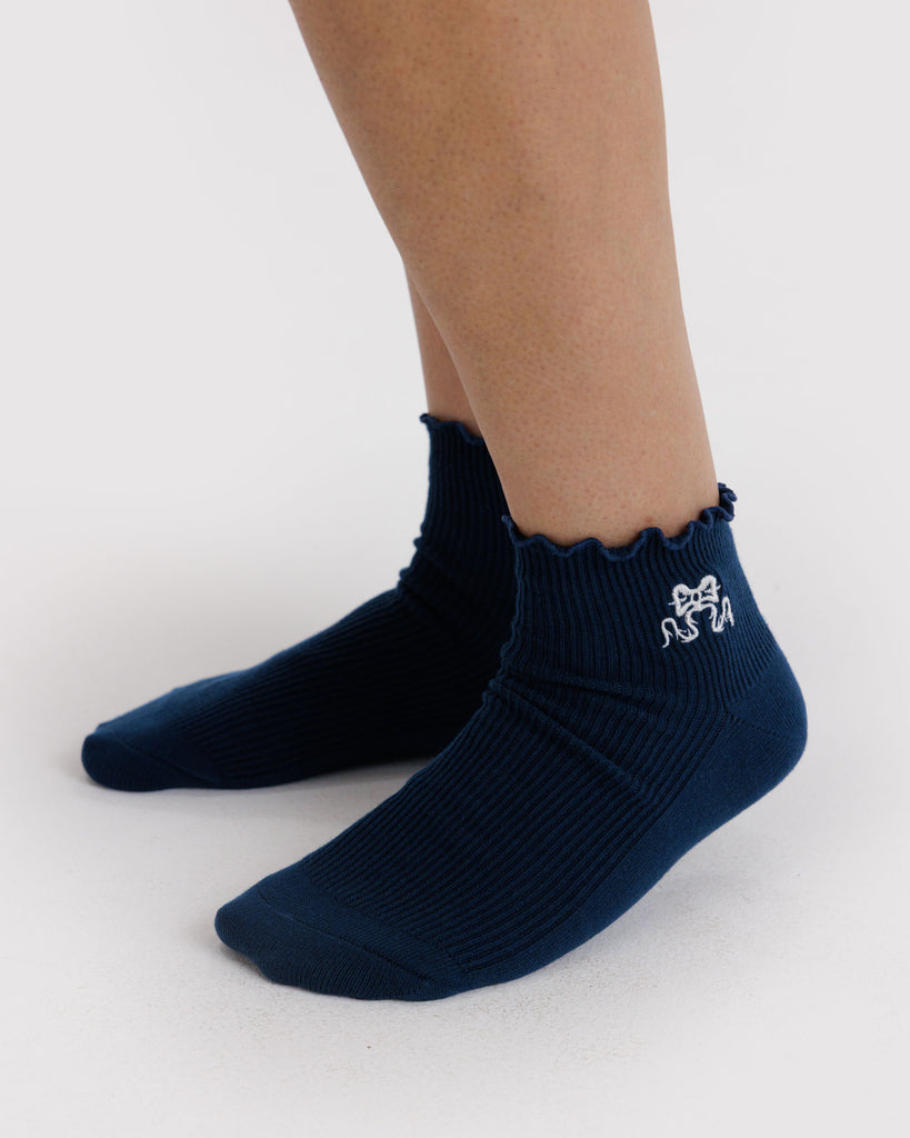 Lettuce Edge Sock Set - Mahogany & Navy