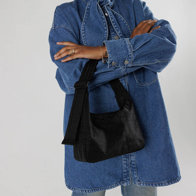 Mini Nylon Shoulder Bag - Black