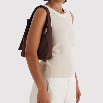 Mini Nylon Shoulder Bag - Coffee