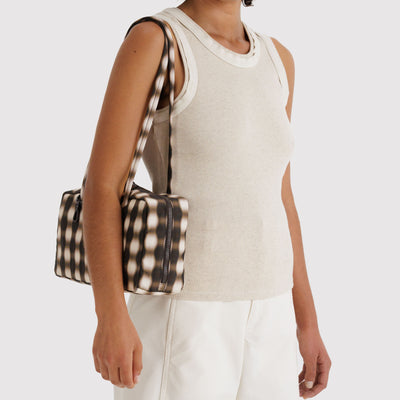 Nylon Bowler Bags - Blurred Brown Gingham