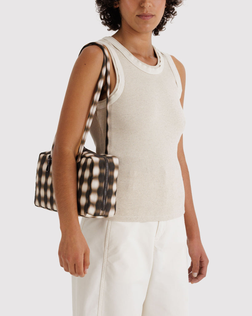 Nylon Bowler Bags - Blurred Brown Gingham