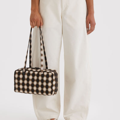 Nylon Bowler Bags - Blurred Brown Gingham