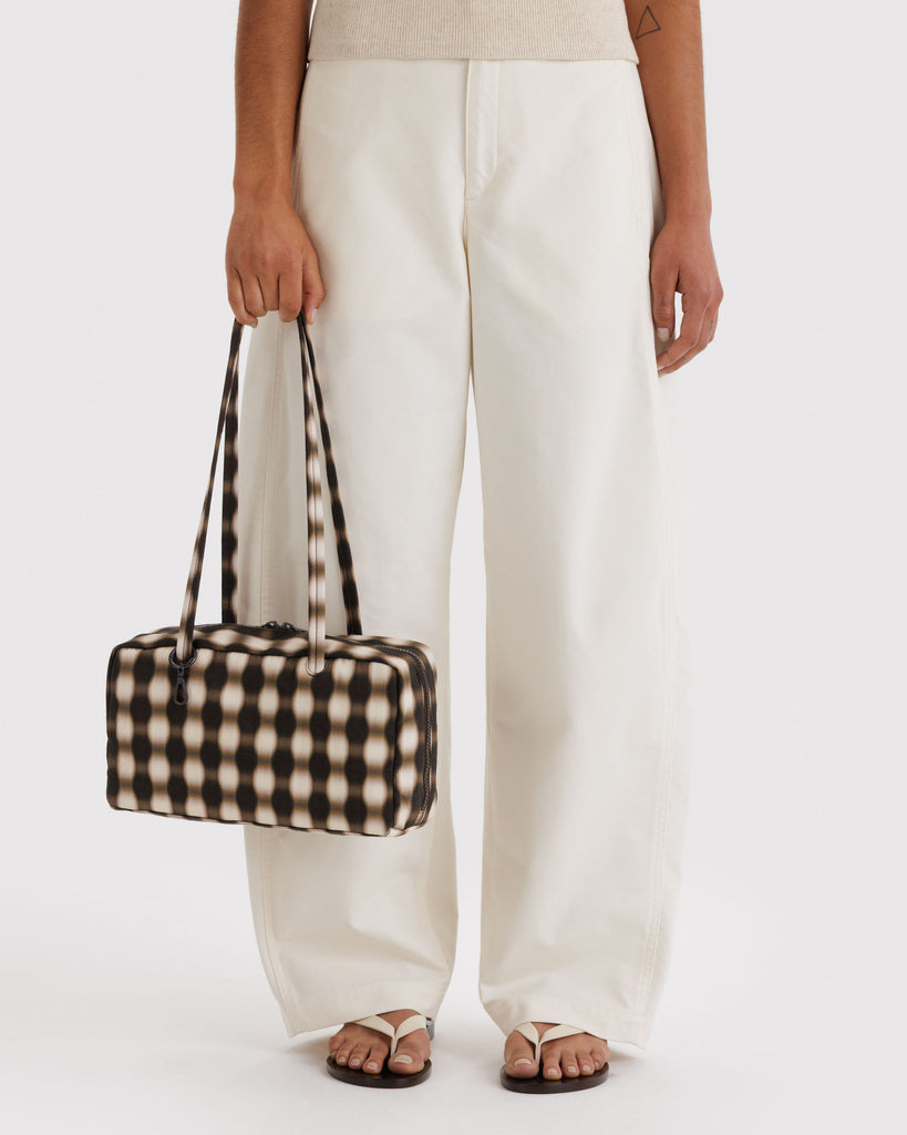 Nylon Bowler Bags - Blurred Brown Gingham