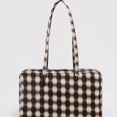 Nylon Bowler Bags - Blurred Brown Gingham