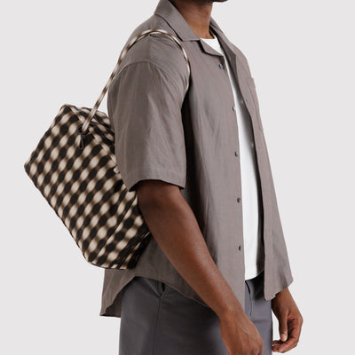 Nylon Bowler Bags - Blurred Brown Gingham