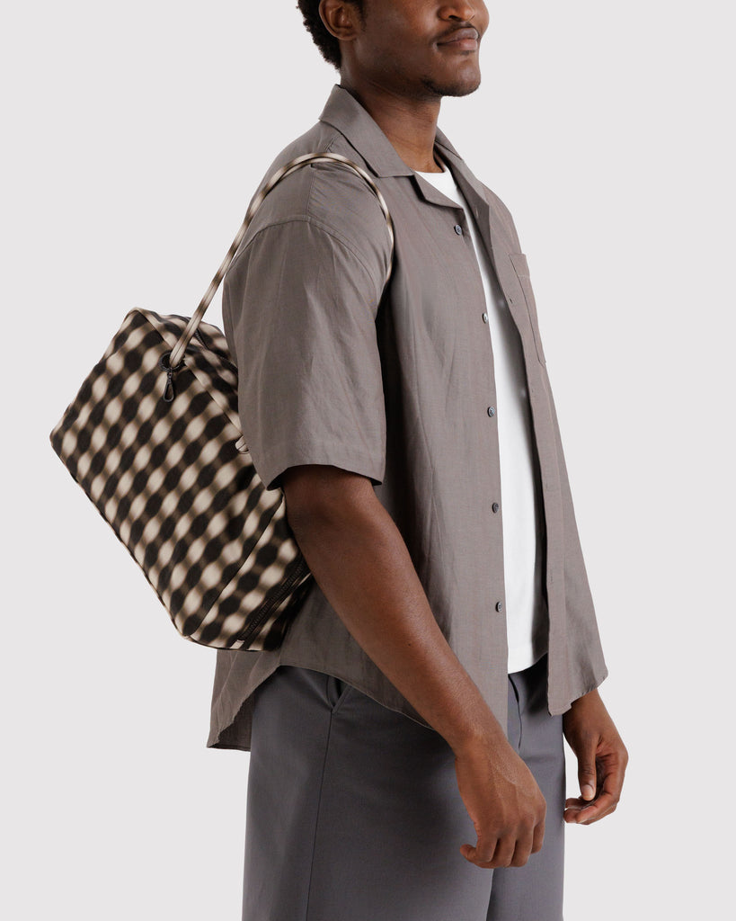 Nylon Bowler Bags - Blurred Brown Gingham