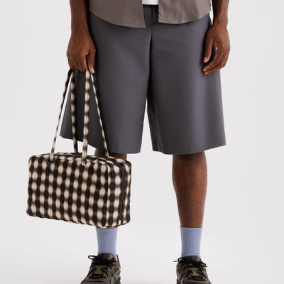 Nylon Bowler Bags - Blurred Brown Gingham