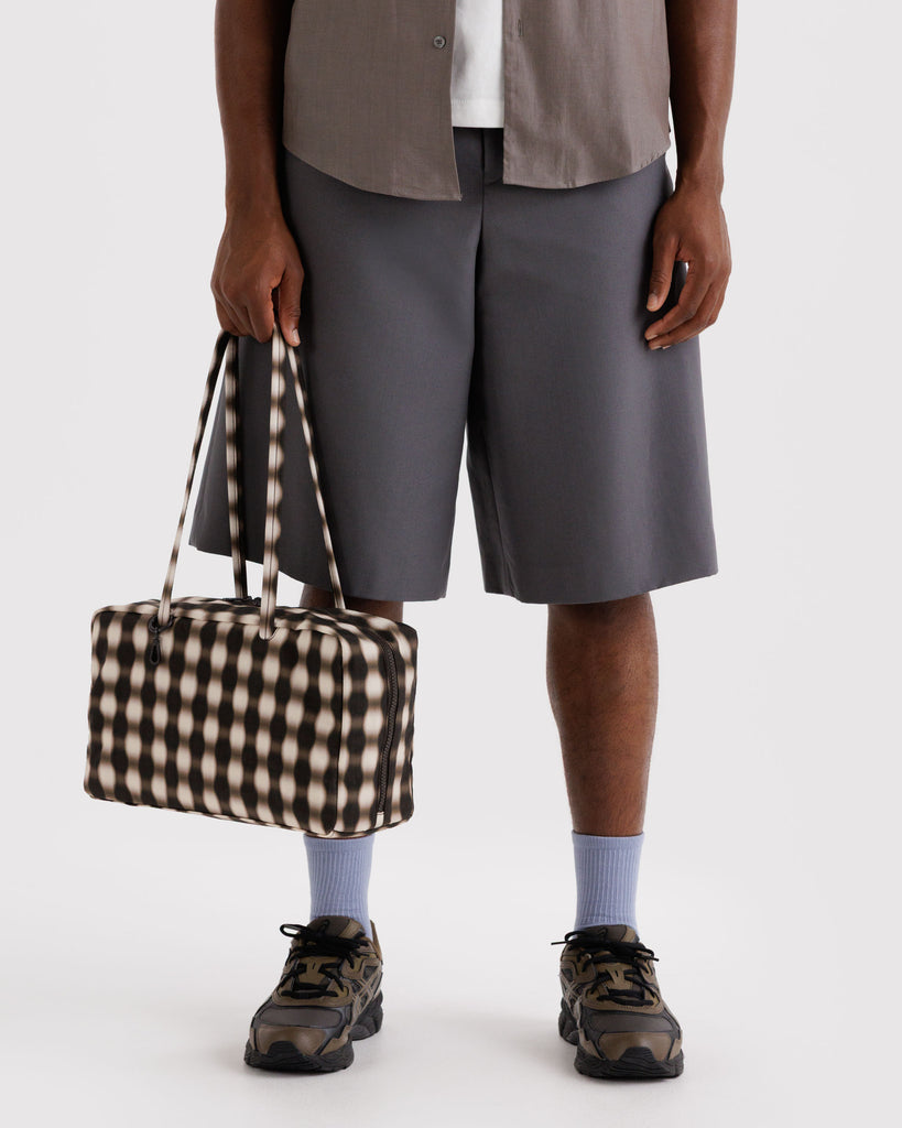 Nylon Bowler Bags - Blurred Brown Gingham
