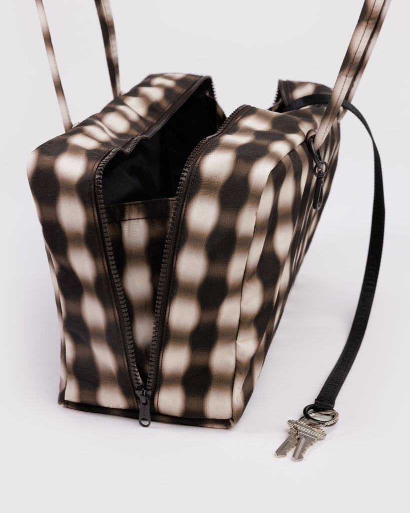 Nylon Bowler Bags - Blurred Brown Gingham