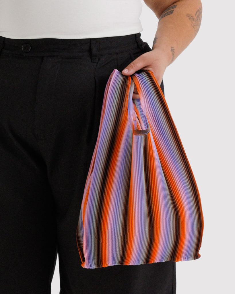 Pleated Carry Bag - Poppy & Lilac Stripe