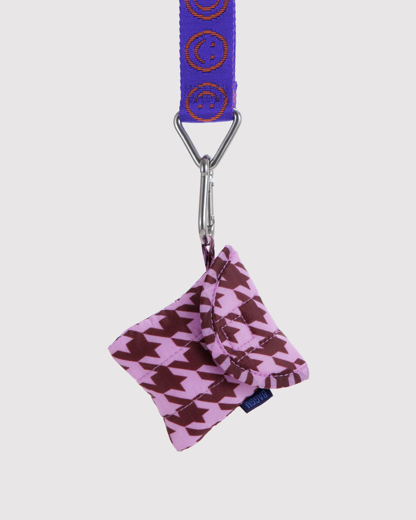 Puffy Earbuds Case - Pink Houndstooth