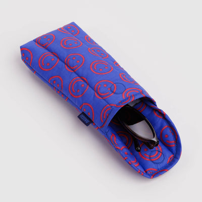 Puffy Glasses Case - Cobalt Happy