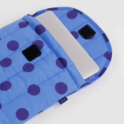 Puffy Laptop Sleeve - Blue Polka Dot