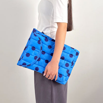 Puffy Laptop Sleeve - Blue Polka Dot