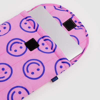 Puffy Laptop Sleeve - Pop Pink Happy