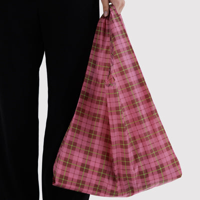 Shopping Carry Bag - Azalea Pink Tartan