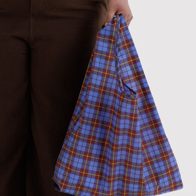 Shopping Carry Bag - Blue Tartan