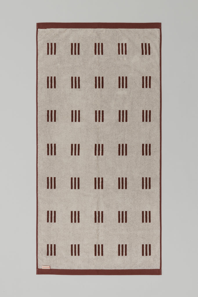 Claremont Bath Towel - Mudbrick & Crème