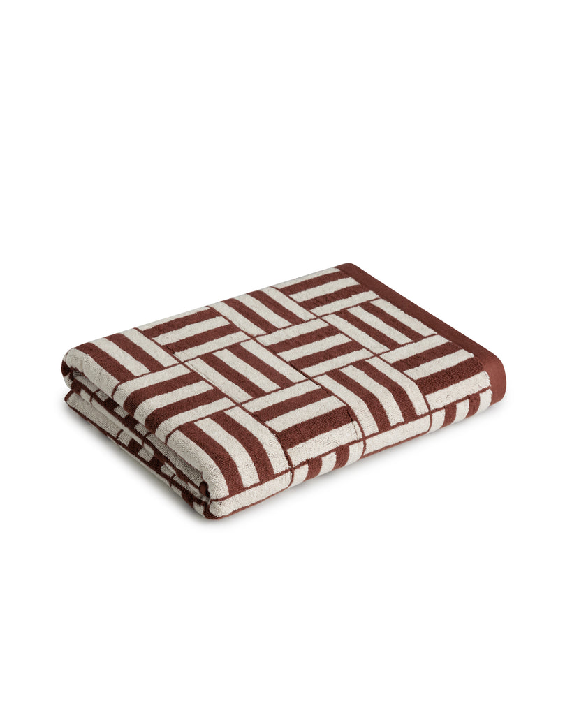 Willis Pool Towel - Mudbrick & Crème