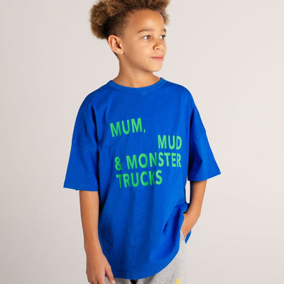 Mum, Mud & Monster Trucks Tee - Blue