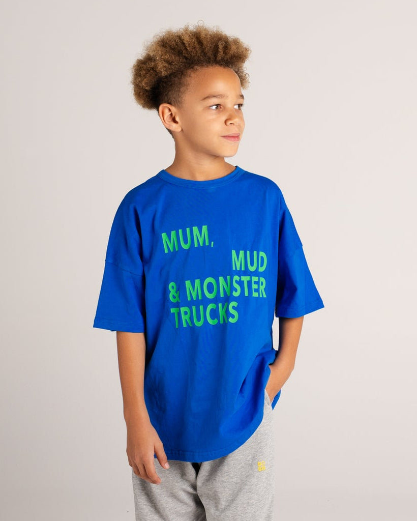 Mum, Mud & Monster Trucks Tee - Blue