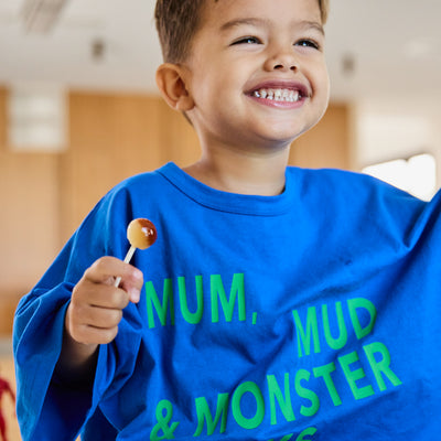Mum, Mud & Monster Trucks Tee - Blue