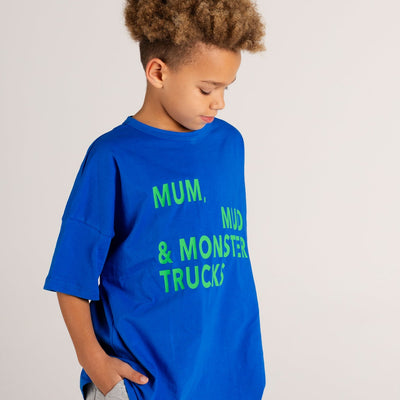 Mum, Mud & Monster Trucks Tee - Blue