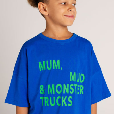 Mum, Mud & Monster Trucks Tee - Blue